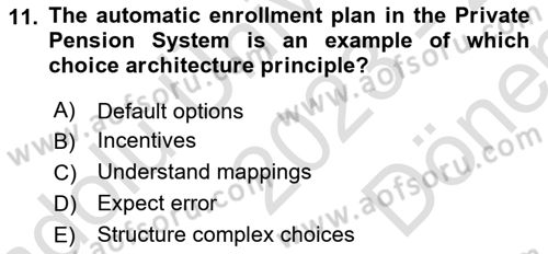 Behavioral Economics Dersi 2023 - 2024 Yılı (Final) Dönem Sonu Sınav Soruları 11. Soru