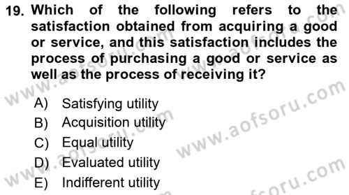 Behavioral Economics Dersi 2024 - 2025 Yılı (Vize) Ara Sınav Soruları 19. Soru