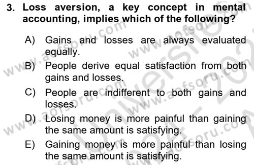 Behavioral Economics Dersi 2024 - 2025 Yılı (Vize) Ara Sınav Soruları 3. Soru