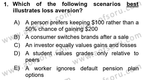 Behavioral Economics Dersi 2025 - 2026 Yılı (Vize) Ara Sınav Soruları 1. Soru