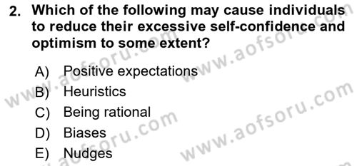 Behavioral Economics Dersi 2025 - 2026 Yılı (Vize) Ara Sınav Soruları 2. Soru