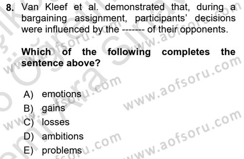 Behavioral Economics Dersi 2025 - 2026 Yılı (Vize) Ara Sınav Soruları 8. Soru