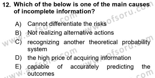 Behavioral Economics Dersi 2025 - 2026 Yılı (Final) Dönem Sonu Sınav Soruları 12. Soru