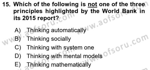 Behavioral Economics Dersi 2025 - 2026 Yılı (Final) Dönem Sonu Sınav Soruları 15. Soru