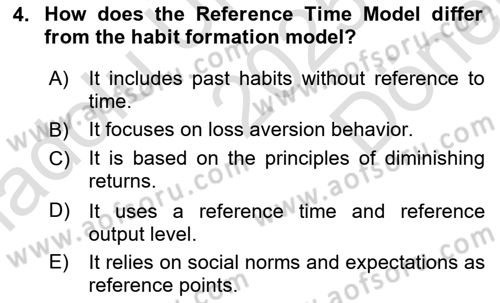 Behavioral Economics Dersi 2025 - 2026 Yılı (Final) Dönem Sonu Sınav Soruları 4. Soru