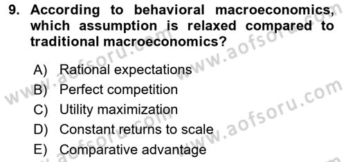Behavioral Economics Dersi 2025 - 2026 Yılı (Final) Dönem Sonu Sınav Soruları 9. Soru