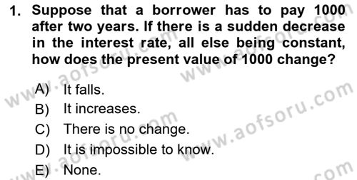 Financial Economics Dersi 2023 - 2024 Yılı (Vize) Ara Sınav Soruları 1. Soru