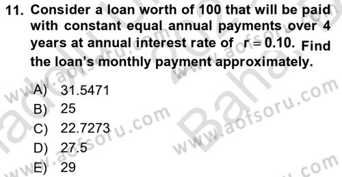 Financial Economics Dersi 2023 - 2024 Yılı (Vize) Ara Sınav Soruları 11. Soru