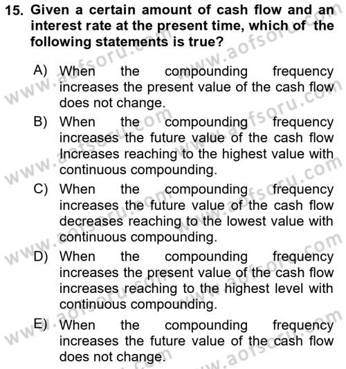 Financial Economics Dersi 2023 - 2024 Yılı (Vize) Ara Sınav Soruları 15. Soru