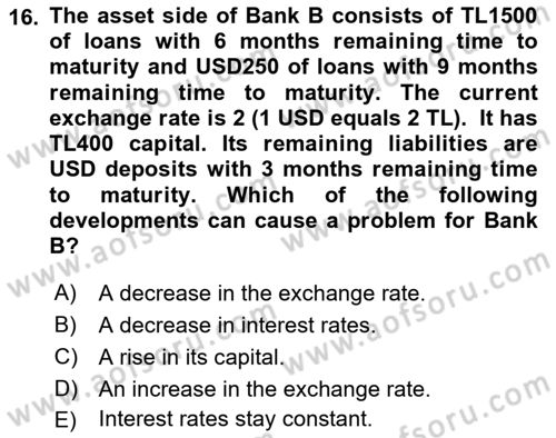 Financial Economics Dersi 2023 - 2024 Yılı (Vize) Ara Sınav Soruları 16. Soru