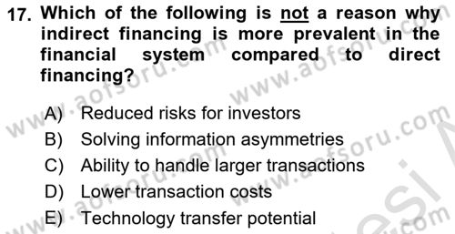 Financial Economics Dersi 2023 - 2024 Yılı (Vize) Ara Sınav Soruları 17. Soru