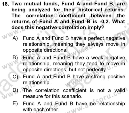 Financial Economics Dersi 2023 - 2024 Yılı (Vize) Ara Sınav Soruları 18. Soru