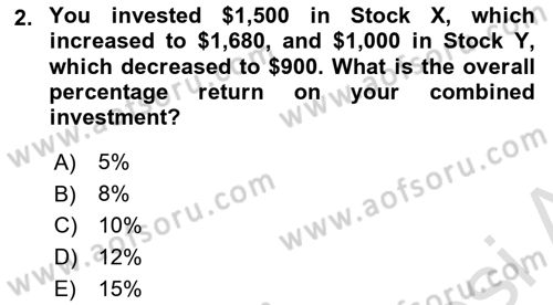 Financial Economics Dersi 2023 - 2024 Yılı (Vize) Ara Sınav Soruları 2. Soru