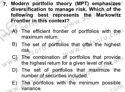 Financial Economics Dersi 2023 - 2024 Yılı (Vize) Ara Sınav Soruları 7. Soru