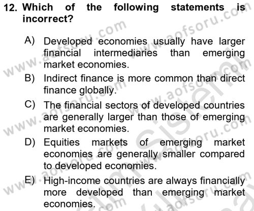 Financial Economics Dersi 2023 - 2024 Yılı (Final) Dönem Sonu Sınav Soruları 12. Soru
