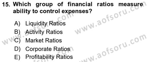Financial Economics Dersi 2023 - 2024 Yılı (Final) Dönem Sonu Sınav Soruları 15. Soru