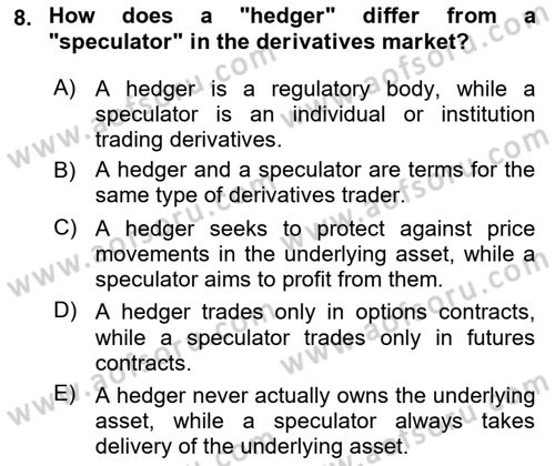 Financial Economics Dersi 2023 - 2024 Yılı (Final) Dönem Sonu Sınav Soruları 8. Soru