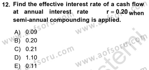 Financial Economics Dersi 2023 - 2024 Yılı Yaz Okulu Sınav Soruları 12. Soru