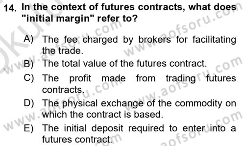 Financial Economics Dersi 2023 - 2024 Yılı Yaz Okulu Sınav Soruları 14. Soru
