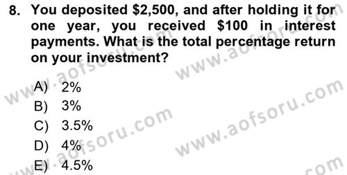 Financial Economics Dersi 2023 - 2024 Yılı Yaz Okulu Sınav Soruları 8. Soru