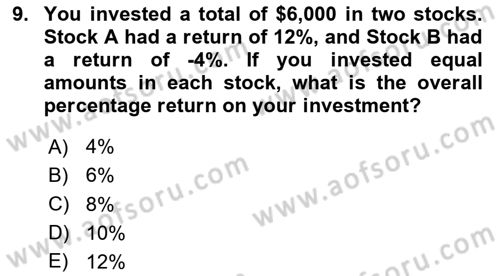Financial Economics Dersi 2024 - 2025 Yılı (Vize) Ara Sınav Soruları 9. Soru