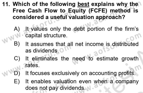 Financial Economics Dersi 2024 - 2025 Yılı (Final) Dönem Sonu Sınav Soruları 11. Soru