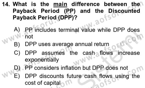 Financial Economics Dersi 2024 - 2025 Yılı (Final) Dönem Sonu Sınav Soruları 14. Soru