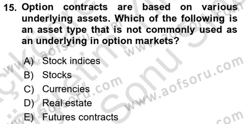 Financial Economics Dersi 2024 - 2025 Yılı (Final) Dönem Sonu Sınav Soruları 15. Soru