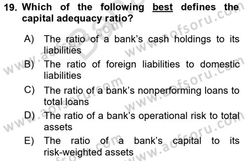 Financial Economics Dersi 2024 - 2025 Yılı (Final) Dönem Sonu Sınav Soruları 19. Soru