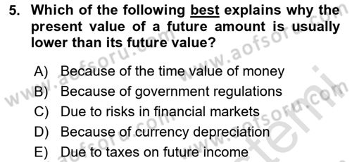Financial Economics Dersi 2024 - 2025 Yılı (Final) Dönem Sonu Sınav Soruları 5. Soru