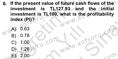 Financial Economics Dersi 2024 - 2025 Yılı (Final) Dönem Sonu Sınav Soruları 6. Soru