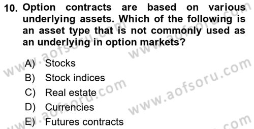 Financial Economics Dersi 2024 - 2025 Yılı Yaz Okulu Sınav Soruları 10. Soru