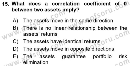 Financial Economics Dersi 2024 - 2025 Yılı Yaz Okulu Sınav Soruları 15. Soru