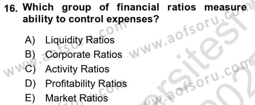 Financial Economics Dersi 2024 - 2025 Yılı Yaz Okulu Sınav Soruları 16. Soru