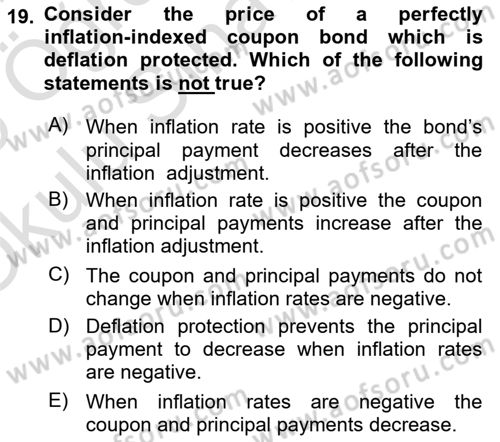 Financial Economics Dersi 2024 - 2025 Yılı Yaz Okulu Sınav Soruları 19. Soru