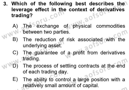 Financial Economics Dersi 2024 - 2025 Yılı Yaz Okulu Sınav Soruları 3. Soru