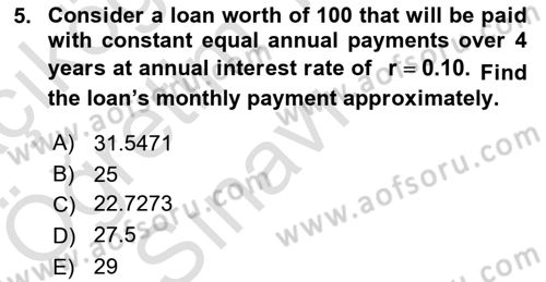 Financial Economics Dersi 2024 - 2025 Yılı Yaz Okulu Sınav Soruları 5. Soru