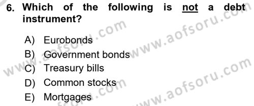 Financial Economics Dersi 2024 - 2025 Yılı Yaz Okulu Sınav Soruları 6. Soru