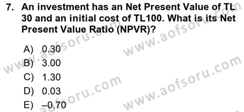 Financial Economics Dersi 2024 - 2025 Yılı Yaz Okulu Sınav Soruları 7. Soru