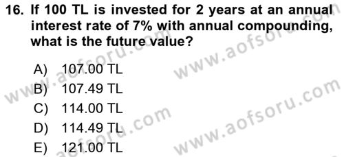 Financial Economics Dersi 2025 - 2026 Yılı (Vize) Ara Sınav Soruları 16. Soru