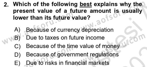 Financial Economics Dersi 2025 - 2026 Yılı (Vize) Ara Sınav Soruları 2. Soru