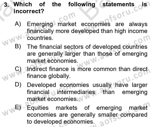 Financial Economics Dersi 2025 - 2026 Yılı (Vize) Ara Sınav Soruları 3. Soru