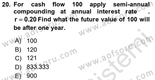 Financial Economics Dersi 2025 - 2026 Yılı (Final) Dönem Sonu Sınav Soruları 20. Soru