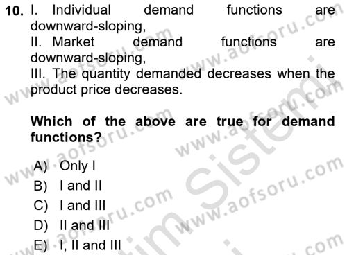 Industrial Economics Dersi 2023 - 2024 Yılı (Vize) Ara Sınav Soruları 10. Soru