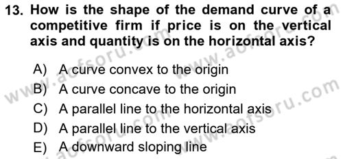 Industrial Economics Dersi 2023 - 2024 Yılı (Vize) Ara Sınav Soruları 13. Soru