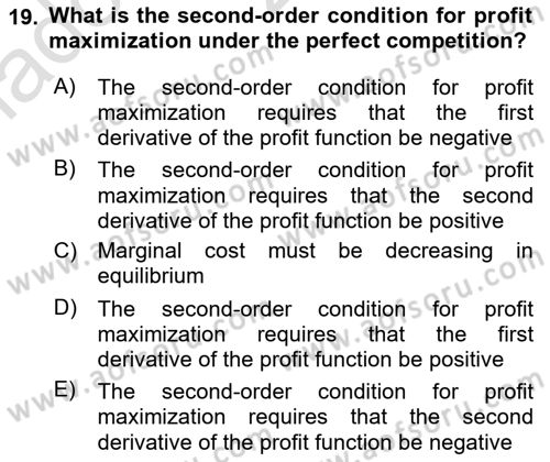 Industrial Economics Dersi 2023 - 2024 Yılı (Vize) Ara Sınav Soruları 19. Soru