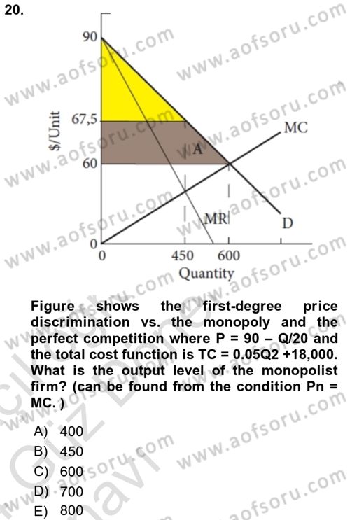 Industrial Economics Dersi 2023 - 2024 Yılı (Vize) Ara Sınav Soruları 20. Soru