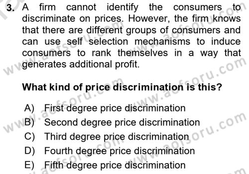 Industrial Economics Dersi 2023 - 2024 Yılı (Vize) Ara Sınav Soruları 3. Soru