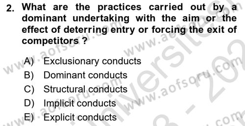 Industrial Economics Dersi 2023 - 2024 Yılı (Final) Dönem Sonu Sınav Soruları 2. Soru