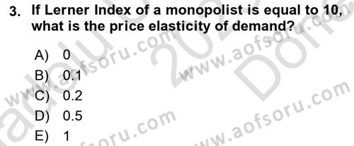 Industrial Economics Dersi 2023 - 2024 Yılı (Final) Dönem Sonu Sınav Soruları 3. Soru